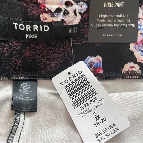 TORRID pixie pant pants luxe ponte floral skull leggings NEW NWT 2 2x 18 20 - Picture 13 of 14